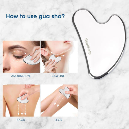 Stainless Steel Face Roller & Gua Sha Set, Facial Massager for Puffiness & Skin Care