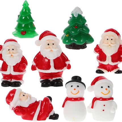 8 PCS Tiny Santa Ornaments Mini Resin Christmas DIY Decorations
