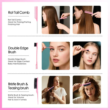 Curl Defining Brush Set – 3 Styling Tools for Men, Women & Kids, Pink