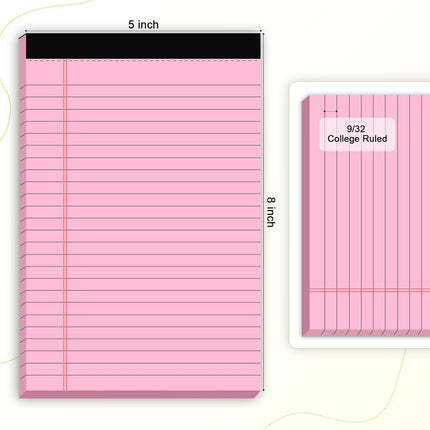 5PCS Small Note Pads 5x8 – College Ruled, 30 Sheets Each, School & Office