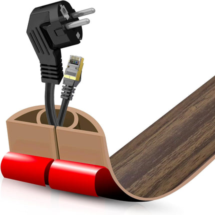 3.3FT Floor Cord Cover – Self-Adhesive Cable Protector for Wires, Wood Walnut