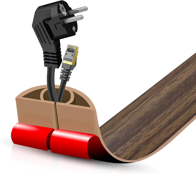 3.3FT Floor Cord Cover – Self-Adhesive Cable Protector for Wires, Wood Walnut