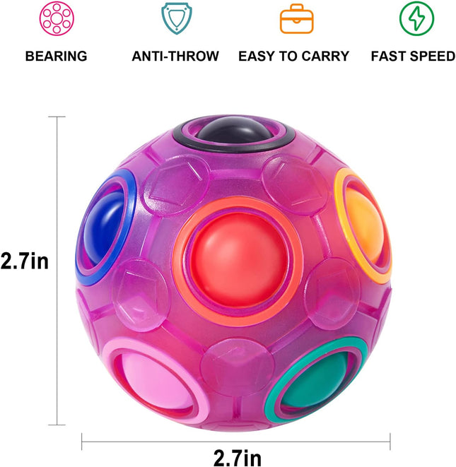 Magic Rainbow Puzzle Ball Fidget Brain Teaser Toy 2 Pack for Kids Adults