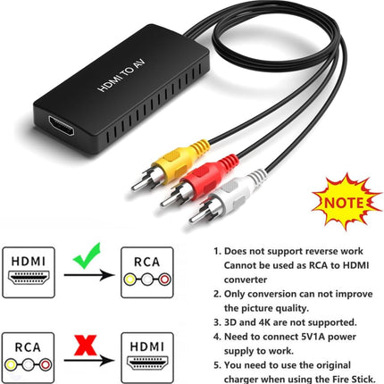 HDMI to RCA Converter Adapter – Connect Apple TV, Roku, Fire Stick & DVD