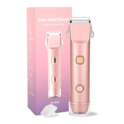 2-in-1 Bikini Trimmer for Women, IPX7 Waterproof Cordless Electric Shaver, USB Rechargeable Pink