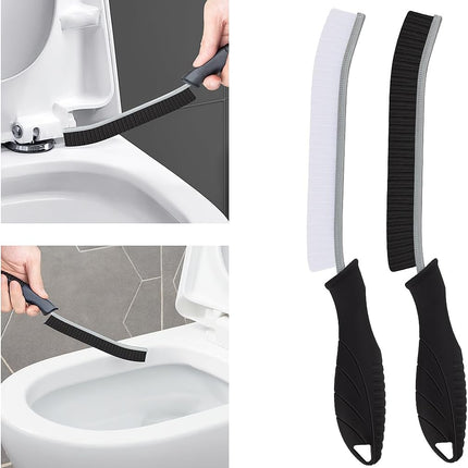 2-Pack Toilet & Gap Scrub Brushes – Hard Bristles for Bathroom Cleaning, Black
