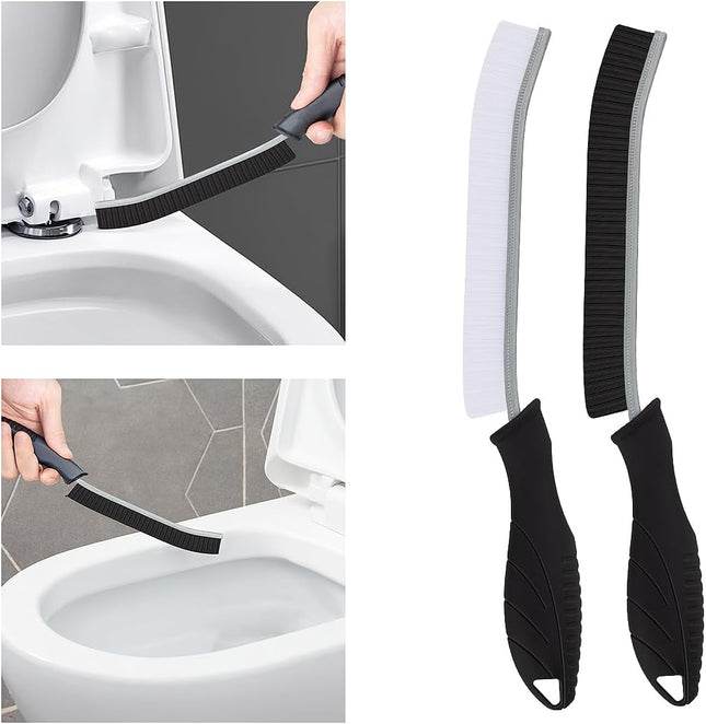 2-Pack Toilet & Gap Scrub Brushes – Hard Bristles for Bathroom Cleaning, Black