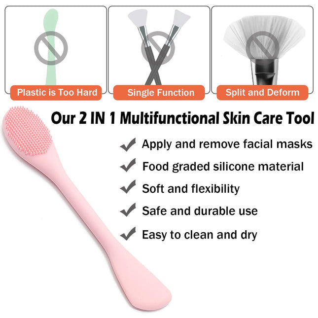 2 in 1 Face Scrubber Silicone Cleansing Brush Mask Applicator Blackhead Tool