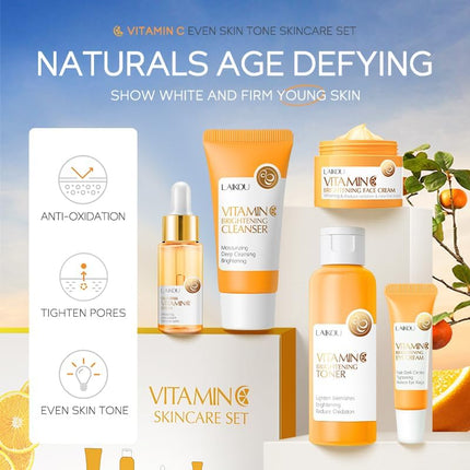 Vitamin C 5-in-1 Skincare Set – Cleanser, Toner, Serum, Cream & Eye Cream