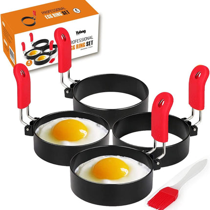 4-Pack 3" Stainless Steel Egg Rings, Nonstick Egg & Pancake Molds for Griddle