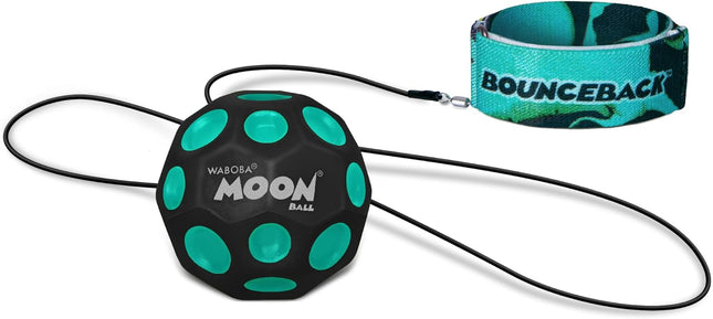 Waboba Bounceback Returning Moon Ball, Black and Blue Hyper Bouncy Ball Outdoor Toy