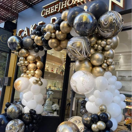 New Year 2026 Balloon Arch Kit Black Gold Silver White Star Party Decorations