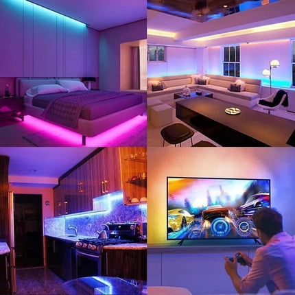 130ft LED Strip Lights – RGB Indoor Bedroom Decor with Remote & 24V Power
