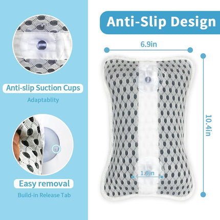 Luxury Bath Pillow for Tub, Waterproof Neck & Back Support, 2 Strong Suction Cups