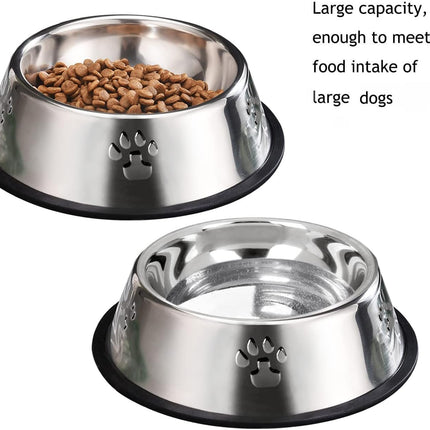 2 Stainless Steel Pet Bowls – Shallow Cat & Dog Feeding Bowls with Non-Slip Base