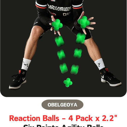 Reaction Balls 4 Pack for Adults, Reflex Training, Hand-Eye Coordination & Agility