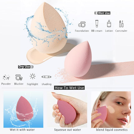 4PCS Makeup Blending Sponges Set with Holder Case for Cream Liquid Powder