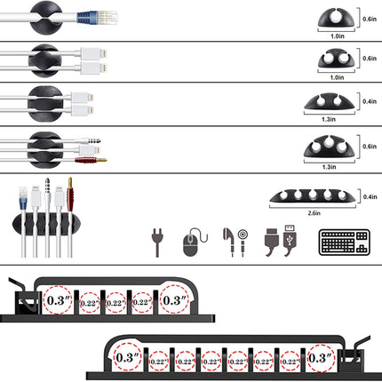 192 PCS Cable Management Kit with Sleeves, Clips, Ties & Straps for Desk & TV