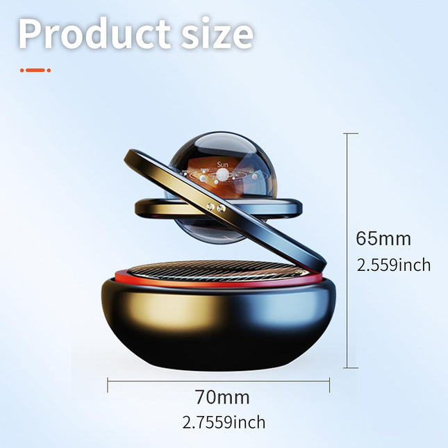 Solar Powered Rotating Car Aromatherapy Ornament, Refillable Scent Pad, Black