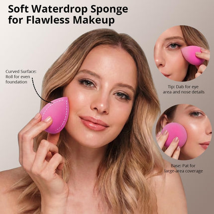 Makeup Brushes Set Foundation Eyeshadow Blush Powder Sponge Case Kit