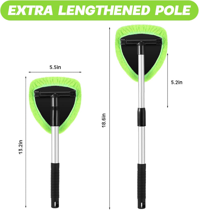 10 Pcs Car Windshield Cleaning Kit Extendable Window Cleaner Microfiber Bonnets Green