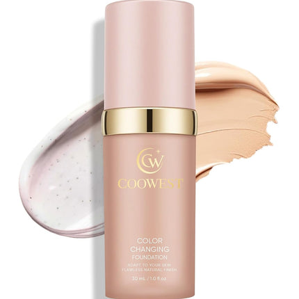 Color Changing Foundation 30ml, Shade-Adapting Skin Tint, Hydrating Light-Medium Coverage Makeup