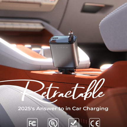 Retractable Car Charger – 69W USB C Fast Charger for iPhone & Samsung, Gifts for Him