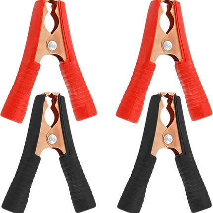 4PCS 100A Insulated Alligator Clips, Copper-Plated Battery Charging & Testing Clips
