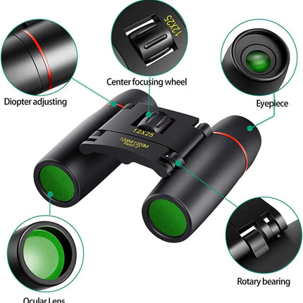12x25 Compact Pocket Binoculars for Adults Kids Bird Watching & Travel