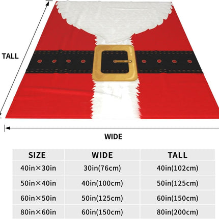 Christmas Santa Claus Belt Throw Blanket, Plush Flannel Warm 60"x50" Xmas Decor