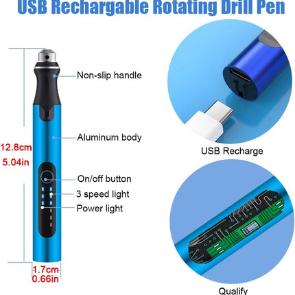 Mini Drill Pen Kit – 3-Speed Cordless Hand Drill for Resin, Wood & DIY
