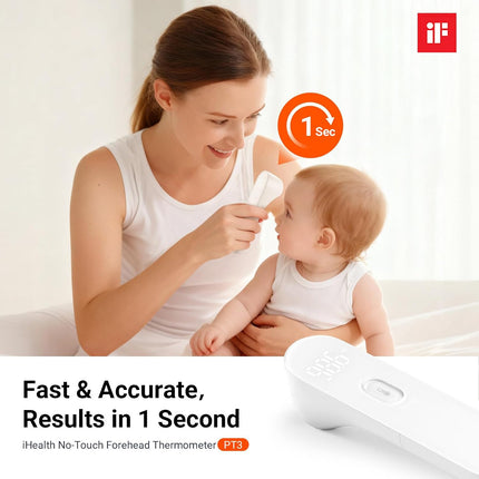 No-Touch Forehead Thermometer PT3, 1s Fast Accurate Digital LED, 3-Sensor, Quiet