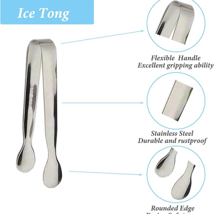 6PCS Small Kitchen Tongs Set – Silver, Perfect for Ice, Tea, and Appetizers