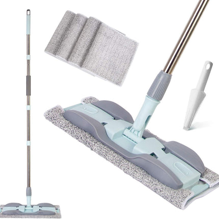 Microfiber Floor Mop for Wet & Dry Cleaning – 15" with 4 Reusable Pads