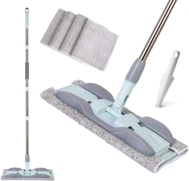 Microfiber Floor Mop for Wet & Dry Cleaning – 15" with 4 Reusable Pads
