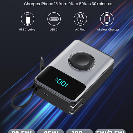 4-in-1 Portable Charger – 10800mAh Power Bank with Wall Plug & USB-C