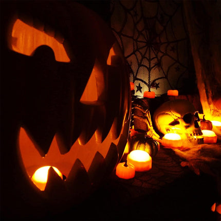 4-Pack LED Pumpkin Lights with Remote & Timer, Battery-Operated Halloween Decor