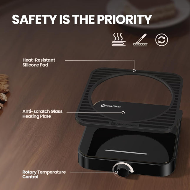 Electric Mug Warmer with 3-Temp Settings & Auto Shut-Off for Home & Office