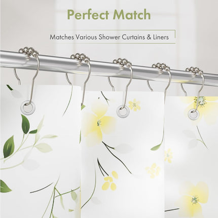 12PCS Shower Curtain Hooks – Polished Nickel, Rust-Proof Stainless Steel