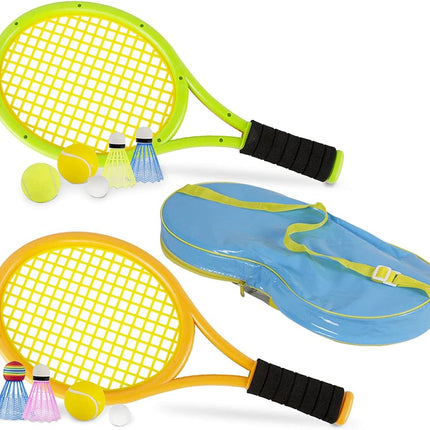 Kids Outdoor Indoor Tennis Set with Racquets, Carrying Bag & Training Balls