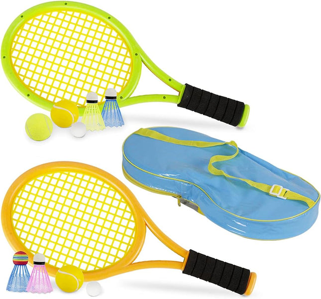Kids Outdoor Indoor Tennis Set with Racquets, Carrying Bag & Training Balls