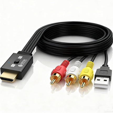 RCA to HDMI Cable Converter – 1080P@60Hz AV to HDMI Adapter, 5FT