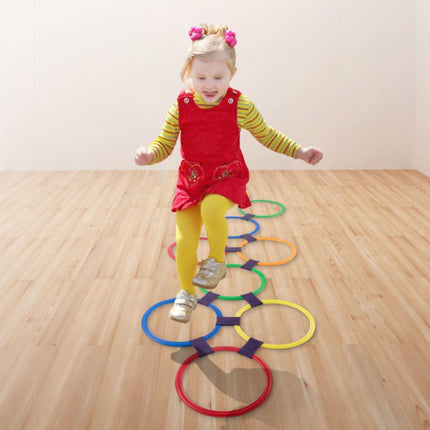 Hopscotch Rings Game – 10 Plastic Rings & 15 Connectors, Indoor/Outdoor