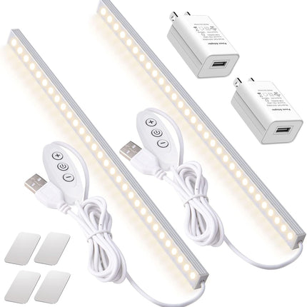 2Pack LED Under Cabinet Lights – USB Powered, Dimmable for Closet & Work Tables
