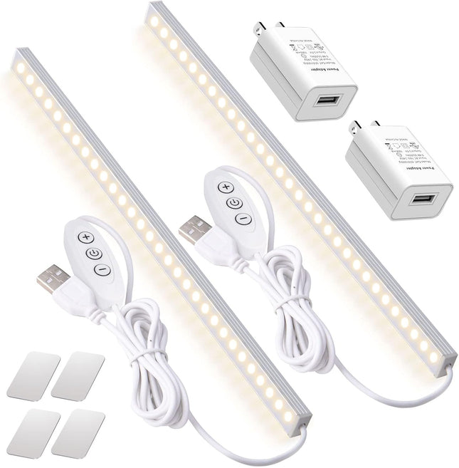 2Pack LED Under Cabinet Lights – USB Powered, Dimmable for Closet & Work Tables