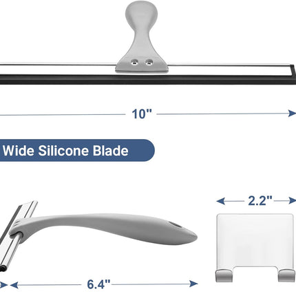10in Shower Squeegee with Hook Glass Door Window Mirror Tile Car Cleaner