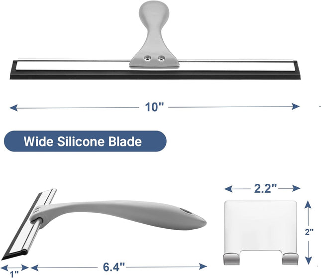 10in Shower Squeegee with Hook Glass Door Window Mirror Tile Car Cleaner