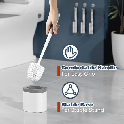 3 Pack Toilet Brush Set with Holder & Crevice Brushes for Bathroom