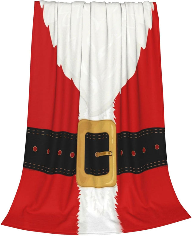 Christmas Santa Claus Belt Throw Blanket, Plush Flannel Warm 60"x50" Xmas Decor