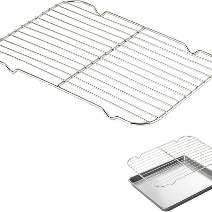 9x13" Stainless Steel Roasting Pan Rack, Raised Feet Cooling Rack for Baking